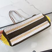 Kitlife Miu Miu Raffia Straw And Cotton Woven Tote Bag Grey & Yellow 5BG228 40x34x16cm - 3