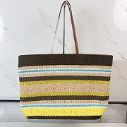 Kitlife Miu Miu Raffia Straw And Cotton Woven Tote Bag Grey & Yellow 5BG228 40x34x16cm - 2