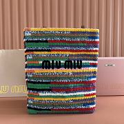 Kitlife Miu Miu Raffia Straw And Cotton Woven Tote Bag Multicolor 5BG248 30x38cm - 1