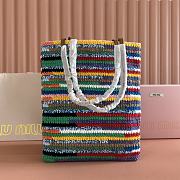 Kitlife Miu Miu Raffia Straw And Cotton Woven Tote Bag Multicolor 5BG248 30x38cm - 3