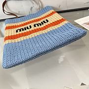 Kitlife Miu Miu Raffia Straw And Cotton Woven Tote Bag Light Blue 5BG248 30x38cm - 4