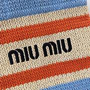 Kitlife Miu Miu Raffia Straw And Cotton Woven Tote Bag Light Blue 5BG248 30x38cm - 2