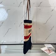 Kitlife Miu Miu Raffia Straw And Cotton Woven Tote Bag Dark Blue 5BG248 30x38cm - 6