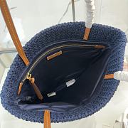 Kitlife Miu Miu Raffia Straw And Cotton Woven Tote Bag Dark Blue 5BG248 30x38cm - 5