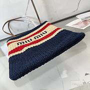 Kitlife Miu Miu Raffia Straw And Cotton Woven Tote Bag Dark Blue 5BG248 30x38cm - 4