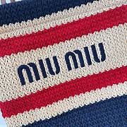 Kitlife Miu Miu Raffia Straw And Cotton Woven Tote Bag Dark Blue 5BG248 30x38cm - 2
