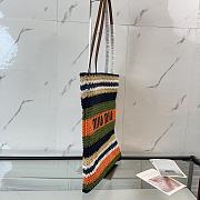 Kitlife Miu Miu Raffia Straw And Cotton Woven Tote Bag Dark Blue & Green 5BG248 30x38cm - 6