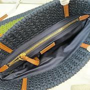 Kitlife Miu Miu Raffia Straw And Cotton Woven Tote Bag Dark Blue & Green 5BG248 30x38cm - 4
