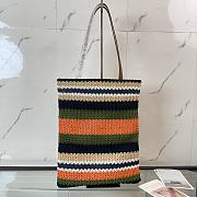 Kitlife Miu Miu Raffia Straw And Cotton Woven Tote Bag Dark Blue & Green 5BG248 30x38cm - 3