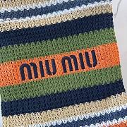 Kitlife Miu Miu Raffia Straw And Cotton Woven Tote Bag Dark Blue & Green 5BG248 30x38cm - 2
