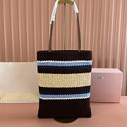 Kitlife Miu Miu Raffia Straw And Cotton Woven Tote Bag Brown 5BG248 30x38cm - 5