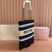 Kitlife Miu Miu Raffia Straw And Cotton Woven Tote Bag Brown 5BG248 30x38cm - 4