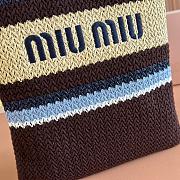 Kitlife Miu Miu Raffia Straw And Cotton Woven Tote Bag Brown 5BG248 30x38cm - 2