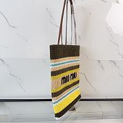 Kitlife Miu Miu Raffia Straw And Cotton Woven Tote Bag Grey & Yellow 5BG248 30x38cm - 6