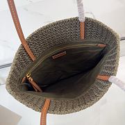 Kitlife Miu Miu Raffia Straw And Cotton Woven Tote Bag Grey & Yellow 5BG248 30x38cm - 3