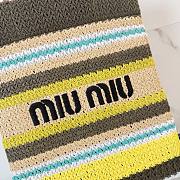Kitlife Miu Miu Raffia Straw And Cotton Woven Tote Bag Grey & Yellow 5BG248 30x38cm - 2