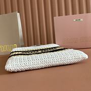 Kitlife Miu Miu Raffia Straw And Cotton Woven Tote Bag White, Black, Beige 5BG248 30x38cm - 5