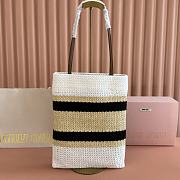 Kitlife Miu Miu Raffia Straw And Cotton Woven Tote Bag White, Black, Beige 5BG248 30x38cm - 4