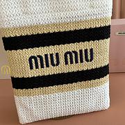 Kitlife Miu Miu Raffia Straw And Cotton Woven Tote Bag White, Black, Beige 5BG248 30x38cm - 2