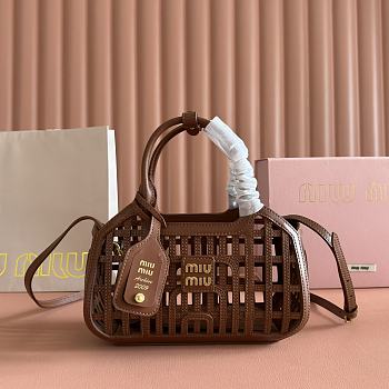 Kitlife Miu Miu Black Soft Leather Basket Bag 5BA294 24x12.5x9cm 