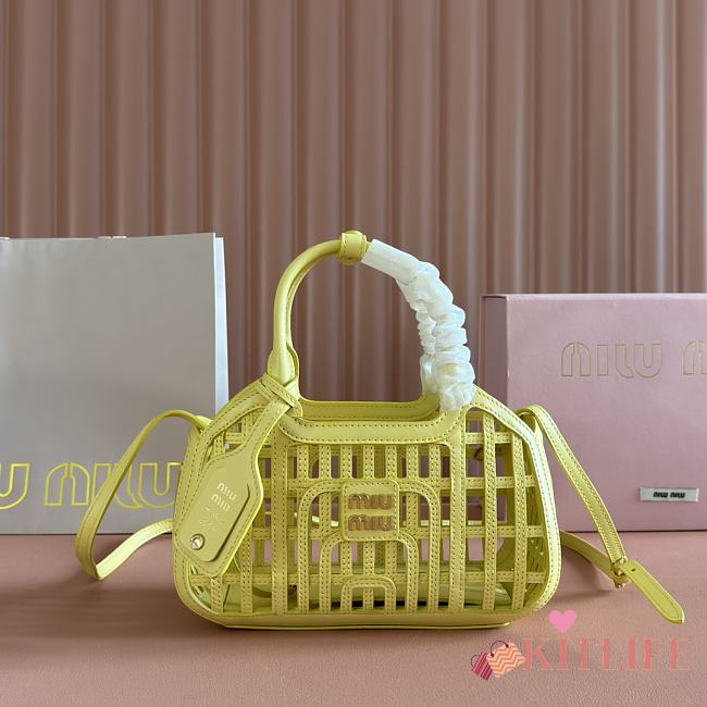 Kitlife Miu Miu Yellow Soft Leather Basket Bag 5BA294 24x12.5x9cm  - 1