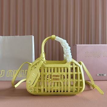Kitlife Miu Miu Yellow Soft Leather Basket Bag 5BA294 24x12.5x9cm 