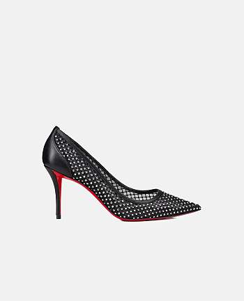  Kitlife Christian Louboutin Apostropha Black Mesh High Heels 80mm
