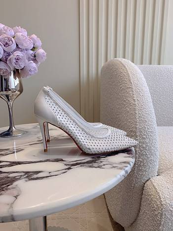 Kitlife Christian Louboutin Apostropha White Mesh High Heels 80mm