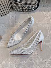 Kitlife Christian Louboutin Apostropha White Mesh High Heels 80mm - 3