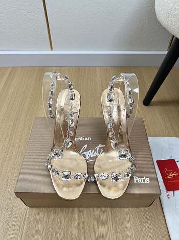 Kitlife Christian Louboutin Rosalie Crystal Embellished Slingbacks Gold 105mm