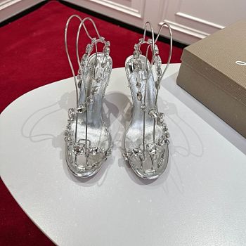 Kitlife Christian Louboutin Rosalie Crystal Embellished Slingbacks Silver 105mm