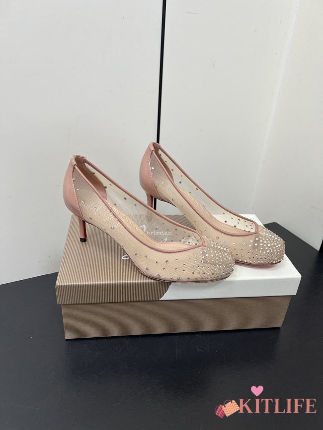 Kitlife Christian Louboutin x MM6 Maison Margiela 25 Crystal High Heels Beige 65mm - 1
