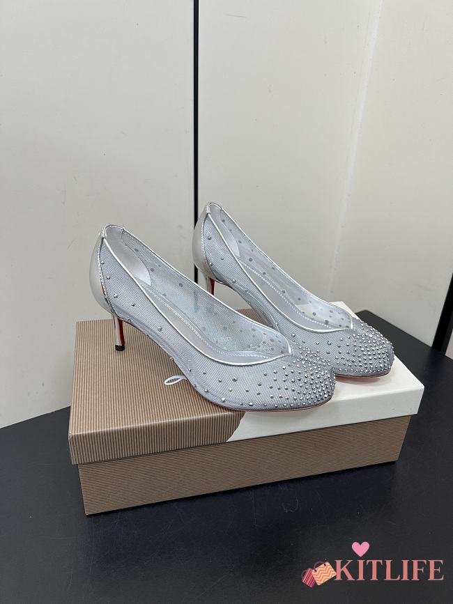Kitlife Christian Louboutin x MM6 Maison Margiela 25 Crystal High Heels Silver 65mm - 1