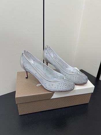 Kitlife Christian Louboutin x MM6 Maison Margiela 25 Crystal High Heels Silver 65mm