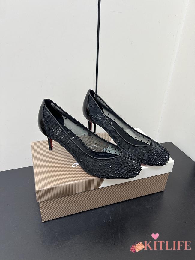 Kitlife Christian Louboutin x MM6 Maison Margiela 25 Crystal High Heels Black 65mm - 1