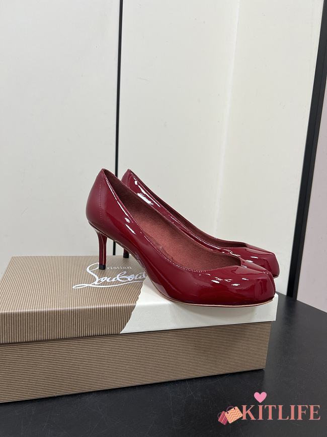 Kitlife Christian Louboutin x MM6 Maison Margiela 25 Red Patent Leather High Heels 65mm - 1