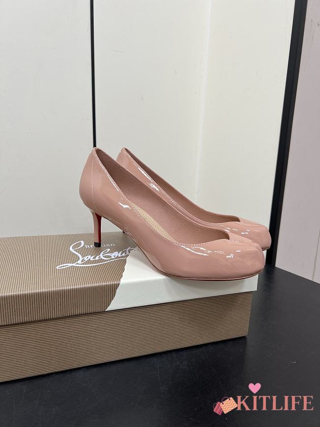 Kitlife Christian Louboutin x MM6 Maison Margiela 25 Beige Patent Leather High Heels 65mm - 1