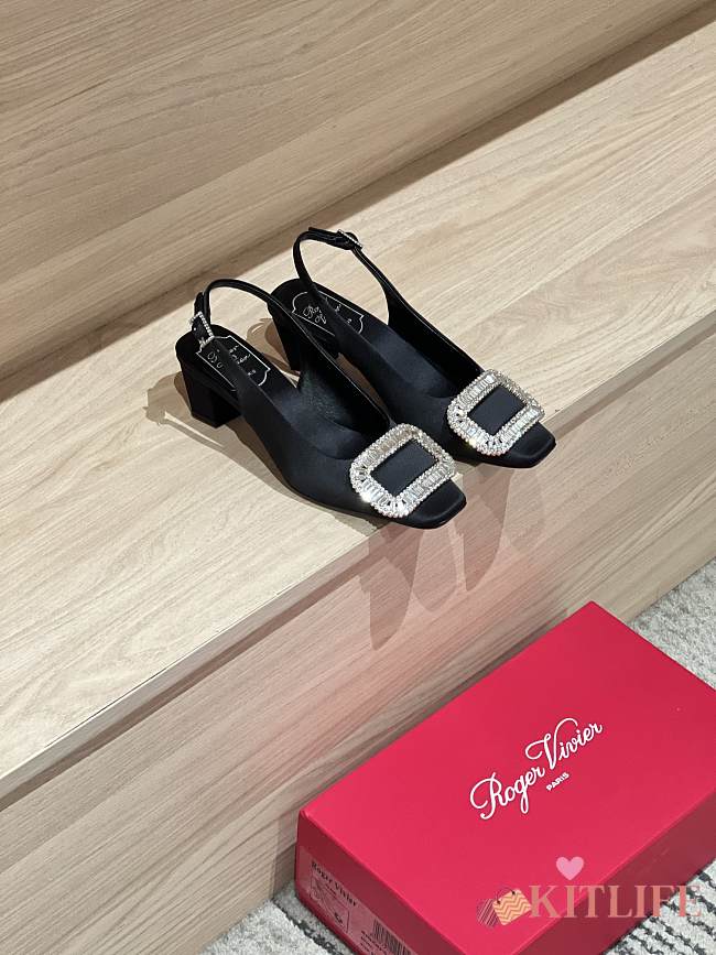 Kitlife Roger Vivier Belle Vivier Slingback Pumps Black 45mm - 1