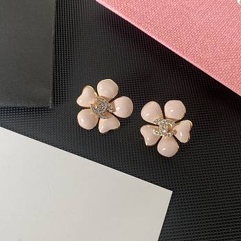 Kitlife Chanel Pink Camellia Letter Earrings