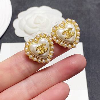 Kitlife Chanel Pearl Letters Heart Earrings