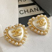 Kitlife Chanel Pearl Letters Heart Earrings - 2