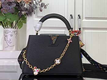 Kitlife Louis Vuitton x TM Capucines Bag Black With Monogram Flowers Chain M13878 27x9x18cm 