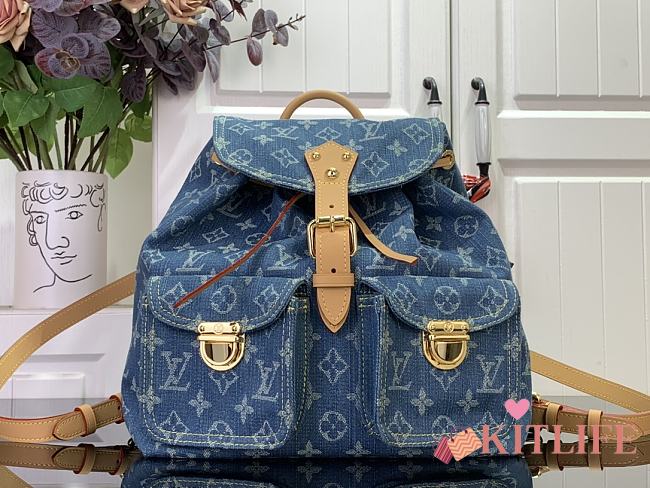 Kitlife Louis Vuitton Backpack Monogram Blue Denim M44460 19x30x28cm - 1