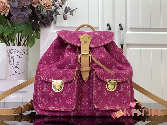 Kitlife Louis Vuitton Backpack Monogram Pink Denim M44460 19x30x28cm - 1