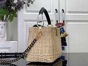 Kitlife Louis Vuitton x TM Capucines Bag Rattan, Black Cowhide leather, Monogram Cherry Denim M14295 27x18x9cm - 3