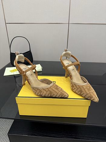 Kitlife Fendi Colibrì Lite High-heeled Beige FF Chenille Slingbacks 85mm