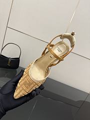 Kitlife Fendi Colibrì Lite High-heeled Beige FF Chenille Slingbacks 85mm - 3