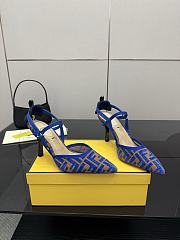 Kitlife Fendi Colibrì Lite High-heeled Blue & Beige FF Chenille Slingbacks 85mm - 1