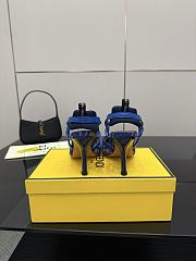 Kitlife Fendi Colibrì Lite High-heeled Blue & Beige FF Chenille Slingbacks 85mm - 6