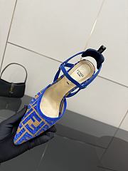 Kitlife Fendi Colibrì Lite High-heeled Blue & Beige FF Chenille Slingbacks 85mm - 5
